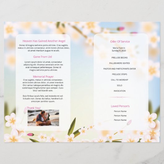 Floral Funeral Programme Sjabloon (Achterkant)