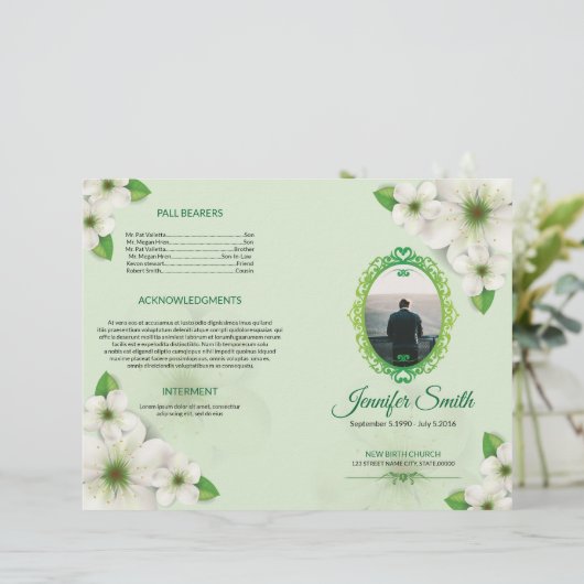 Floral Funeral Programme Sjabloon (Staand voorkant)