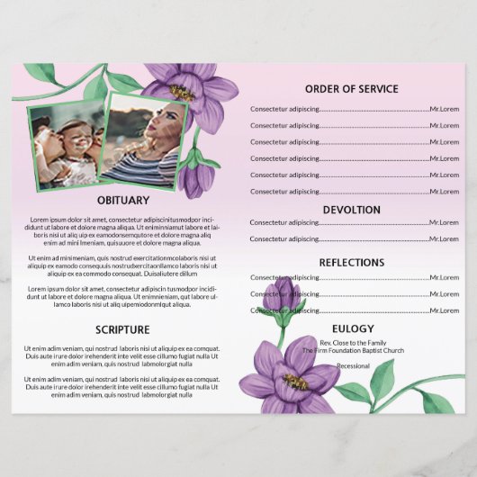 Floral Funeral Programme Sjabloon (Achterkant)