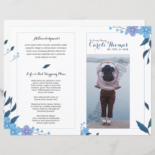 Floral Funeral Programme Sjabloon (Voorkant / Achterkant)