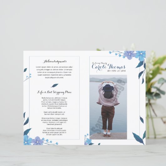 Floral Funeral Programme Sjabloon (Staand voorkant)