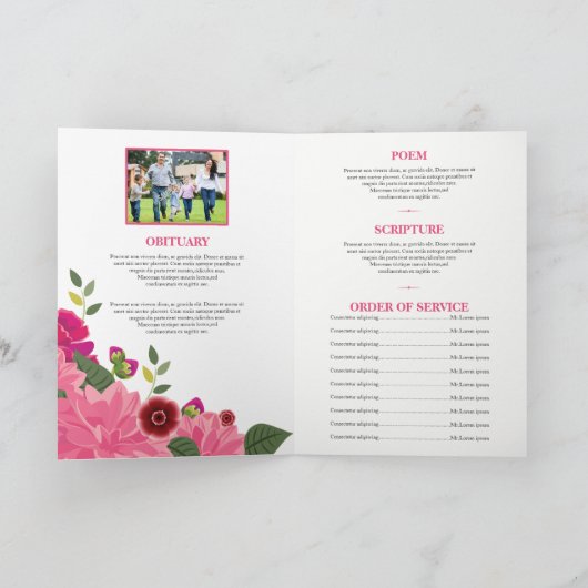 Floral Funeral Programme Sjabloon (Binnen)
