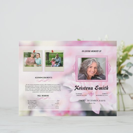 Floral Funeral Programme Sjabloon (Staand voorkant)