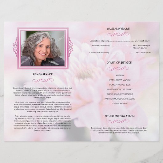 Floral Funeral Programme Sjabloon (Achterkant)