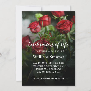 Floral Funeral Roodrozen Viering van het leven Kaart