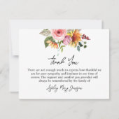 Floral Funeral Thank You Note Card Bereavement Bedankkaart (Voorkant)
