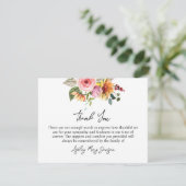 Floral Funeral Thank You Note Card Bereavement Bedankkaart (Staand voorkant)