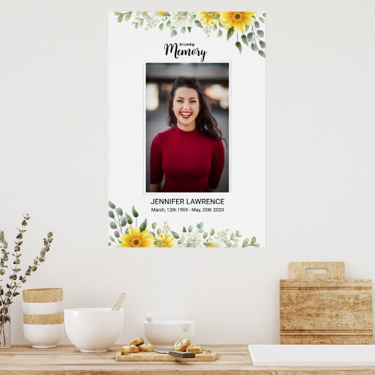 Floral Funeral Welcome Sign Sjabloon Poster (Keuken)