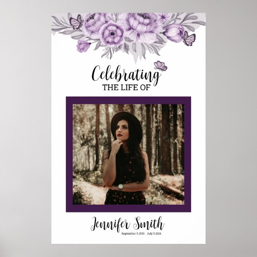 Floral Funeral Welcome Sign Sjabloon Poster (Voorkant)