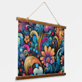 Floral Funkadelic Botanical Hangend Wandkleed (Gebogen)
