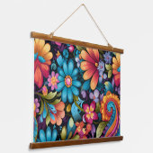 Floral Funkadelic Botanical Hangend Wandkleed (Gebogen)