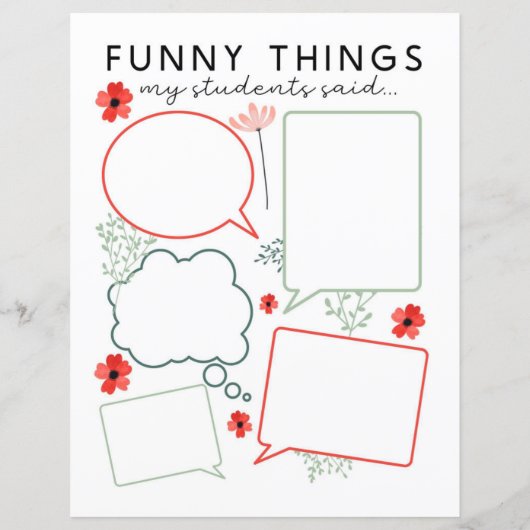 Floral Funny Dingen mijn studenten zeiden (Achterkant)