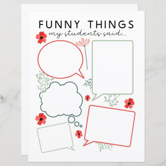 Floral Funny Dingen mijn studenten zeiden (Voorkant / Achterkant)