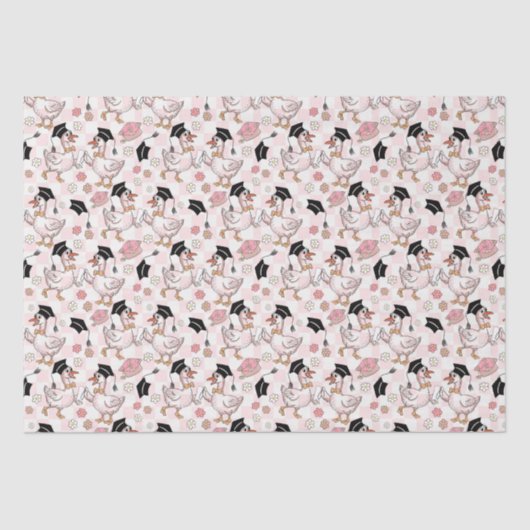 Floral Funny Groovy Goose Afstuderen Tissuepapier (Voorkant)
