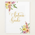 Floral Future Bride Gold Glitter Modern Weddenscha Planner<br><div class="desc">roze florale waterverf planner met goudglitterscript "future bride". Zo  om al je trouwplannen te maken.</div>