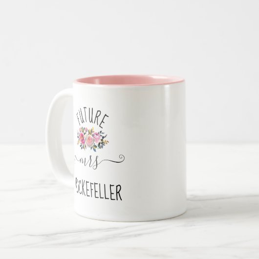 Floral Future Bride Verloving Ring Bride Tweekleurige Koffiemok (Voorkant links)