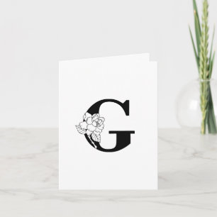Floral G Monogram op witte noot Kaart