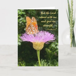 Floral gaat goed. Scripture Verse on God's Strengt Kaart