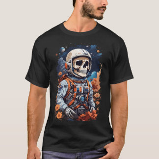 Floral Galaxy De reis van het astronautenskelet T-shirt