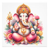 Floral Ganesha Zegen Goddelijke Kunst Foto Afdruk (Voorkant)