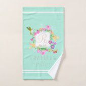 Floral Garden Aqua Monogram Handdoek (Handdoek)