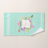 Floral Garden Aqua Monogram Handdoek (Handdoek)
