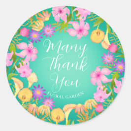 Floral Garden Aqua Ronde Sticker