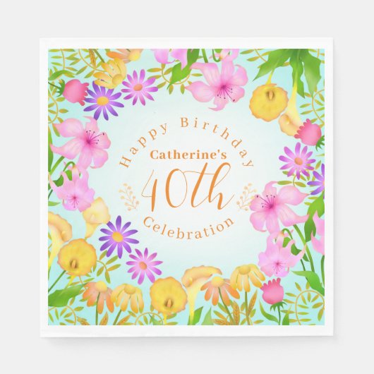 Floral Garden Aqua Servet (Voorkant)