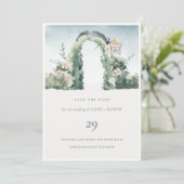 Floral Garden Arch Botanical Save the Date Kaart (Staand voorkant)