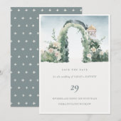 Floral Garden Arch Botanical Save the Date Kaart (Voorkant / Achterkant)
