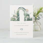 Floral Garden Arch Botanical Save the Date Kaart (Staand voorkant)