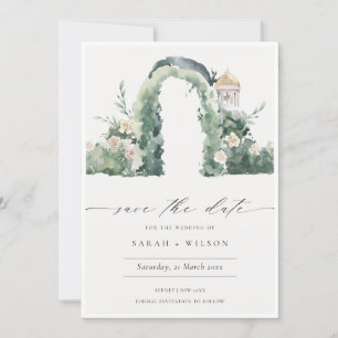 Floral Garden Arch Botanical Save the Date Kaart