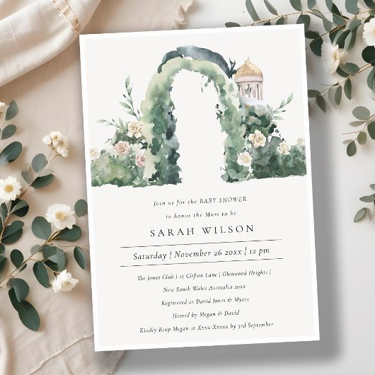 Floral Garden Arch Botanisch Baby shower Invite Bedankkaart