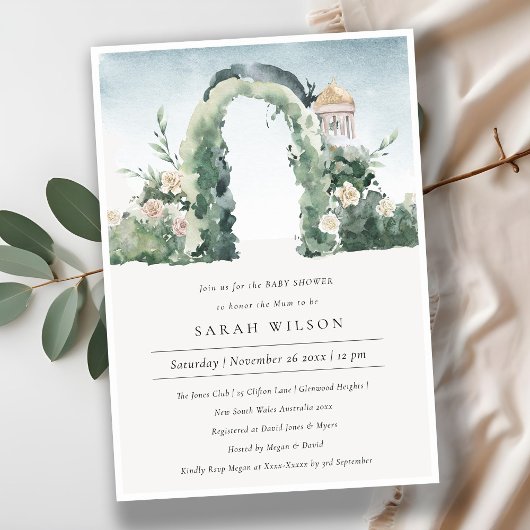 Floral Garden Arch Botanisch Baby shower Invite Bedankkaart