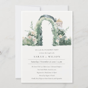 Floral Garden Arch Botanisch Verloving Invite Bedankkaart