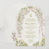 floral garden arch monogram wedding kaart (Voorkant / Achterkant)