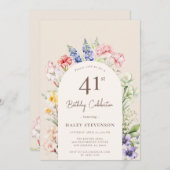 Floral Garden Arch Whimsical Beige 41e verjaardag Kaart (Voorkant / Achterkant)