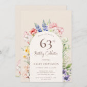 Floral Garden Arch Whimsical Beige 63e verjaardag Kaart (Voorkant / Achterkant)