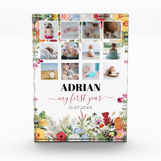 Floral Garden Baby eerste jaar Foto collage (Voorkant)