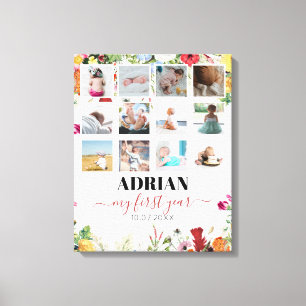 Floral Garden Baby eerste jaar Foto collage Canvas Afdruk