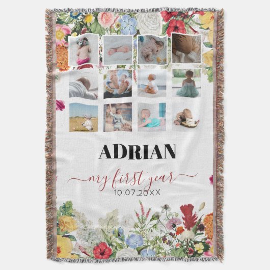 Floral Garden Baby eerste jaar Foto collage Deken (Voorkant Verticaal)