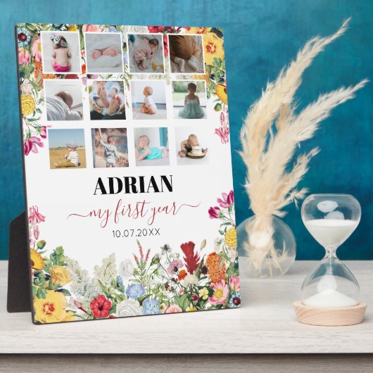 Floral Garden Baby eerste jaar Foto collage Fotoplaat (Zijkant)