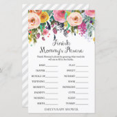 Floral Garden Baby shower Game PRINED (Voorkant / Achterkant)