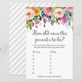 Floral Garden Baby shower Game PRINED (Voorkant / Achterkant)