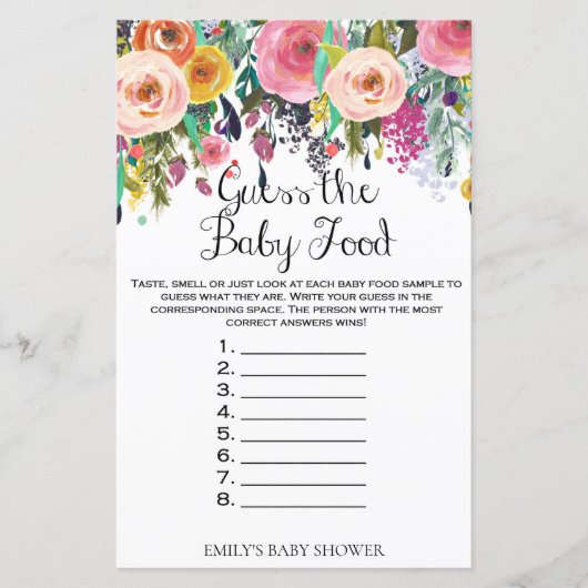 Floral Garden Baby shower Game PRINED (Voorkant)