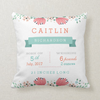 Floral Garden Baby Stats Pillow Kussen