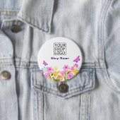Floral Garden Bedrijfsnaam Logo White Ronde Button 7,6 Cm (In situ)