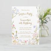 Floral Garden Birthday Invitation Spring Kaart (Staand voorkant)