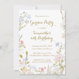 Floral Garden Birthday Invitation Spring Kaart