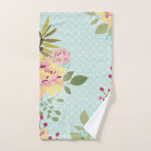 Floral Garden, blauwe achtergrond Bad Handdoek (Handdoek)